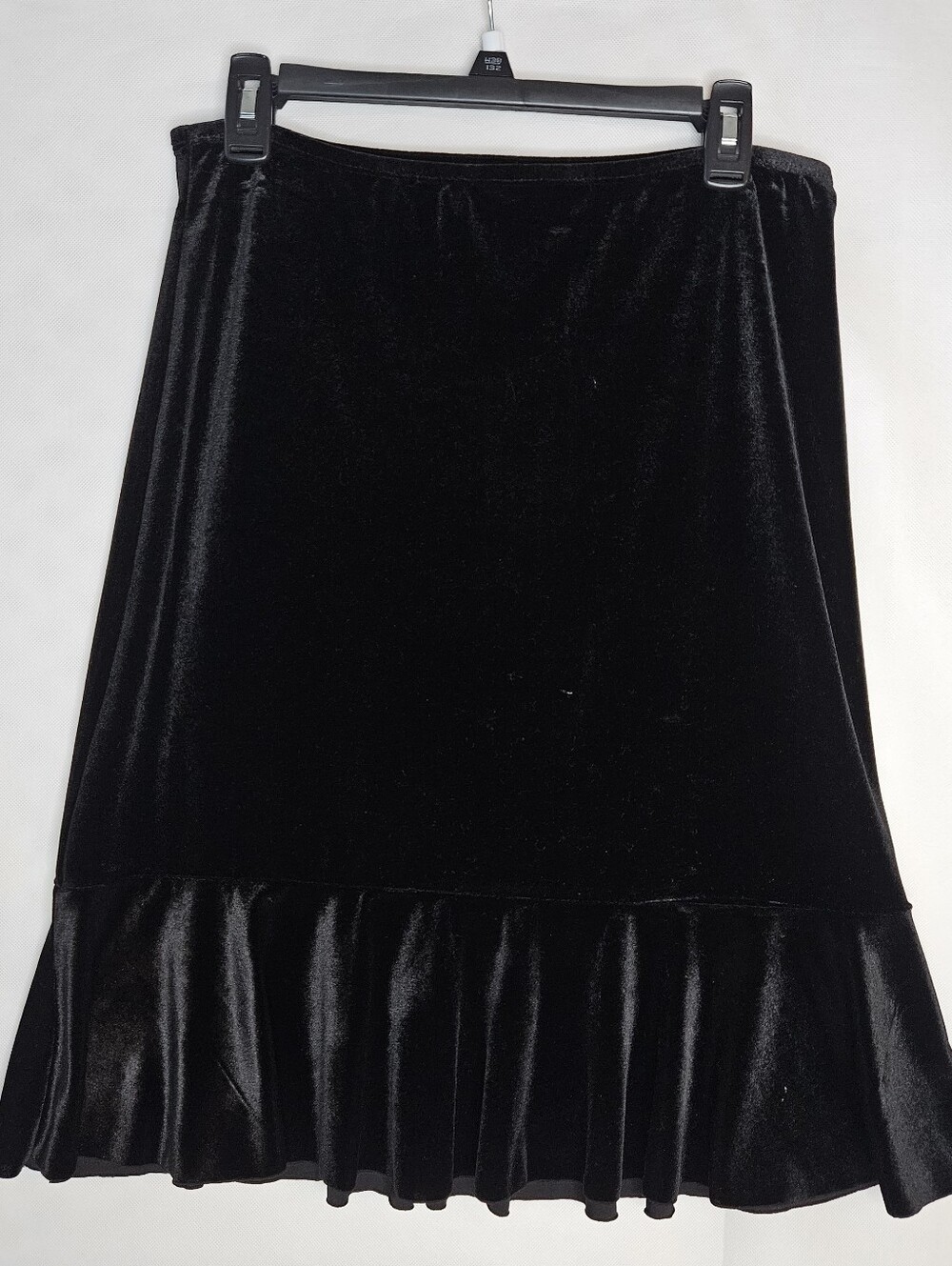 Notations Black Velvet Ruffle-Hem Women's Skirt PM Whimsygoth
